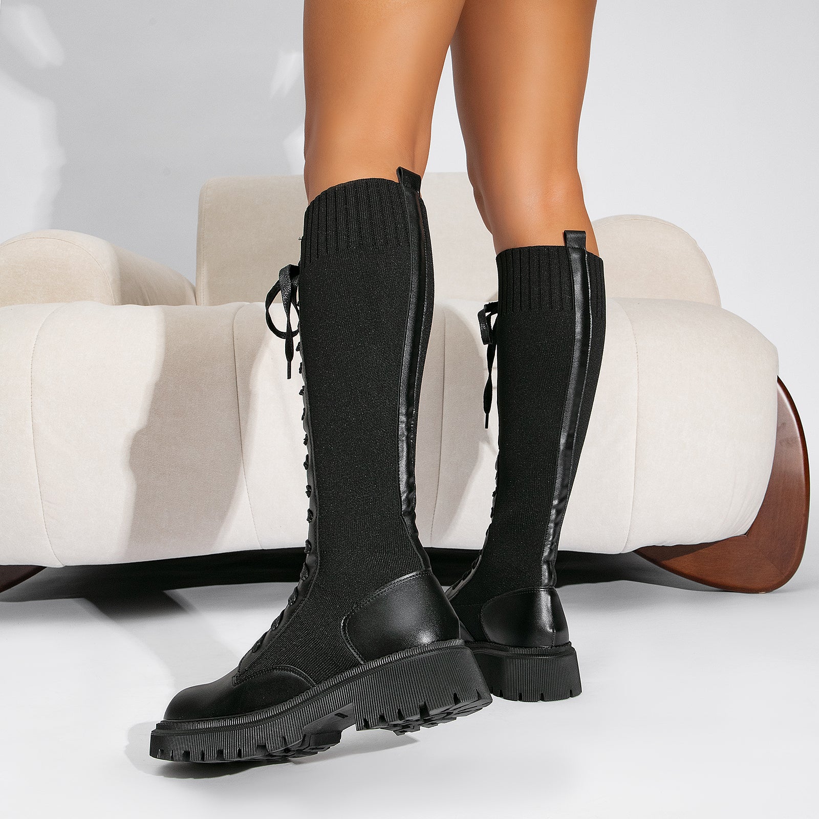 Futurecen- Women Daily Knit High Boots