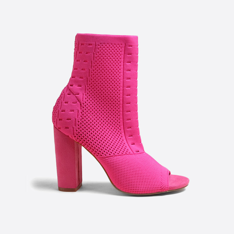 Futurecen- Women Peep Toe Block Sock Boots