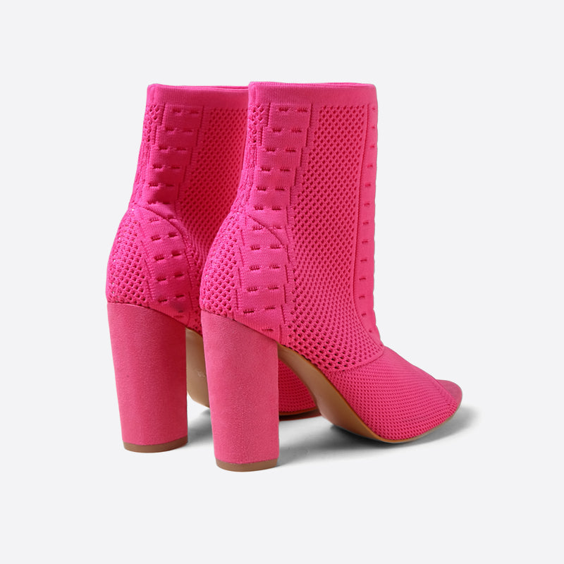 Futurecen- Women Peep Toe Block Sock Boots