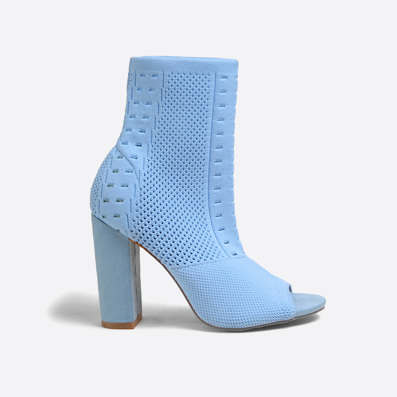 Futurecen- Women Peep Toe Block Sock Boots