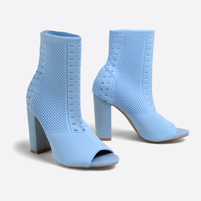 Futurecen- Women Peep Toe Block Sock Boots