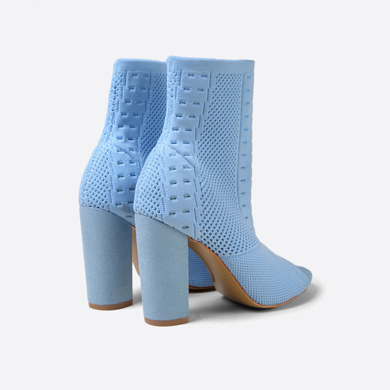 Futurecen- Women Peep Toe Block Sock Boots