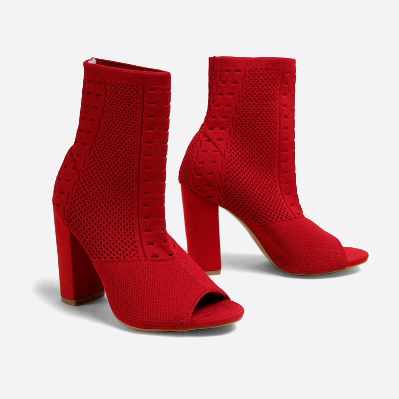 Futurecen- Women Block Heeled Peep Toe Boots