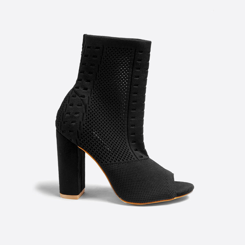 Futurecen- Women Peep Toe Block Sock Boots