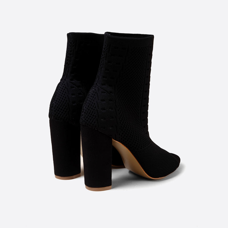 Futurecen- Women Peep Toe Block Sock Boots