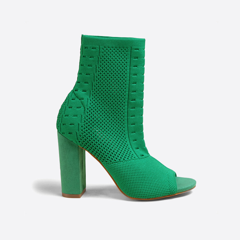 Futurecen- Women Peep Toe Block Sock Boots