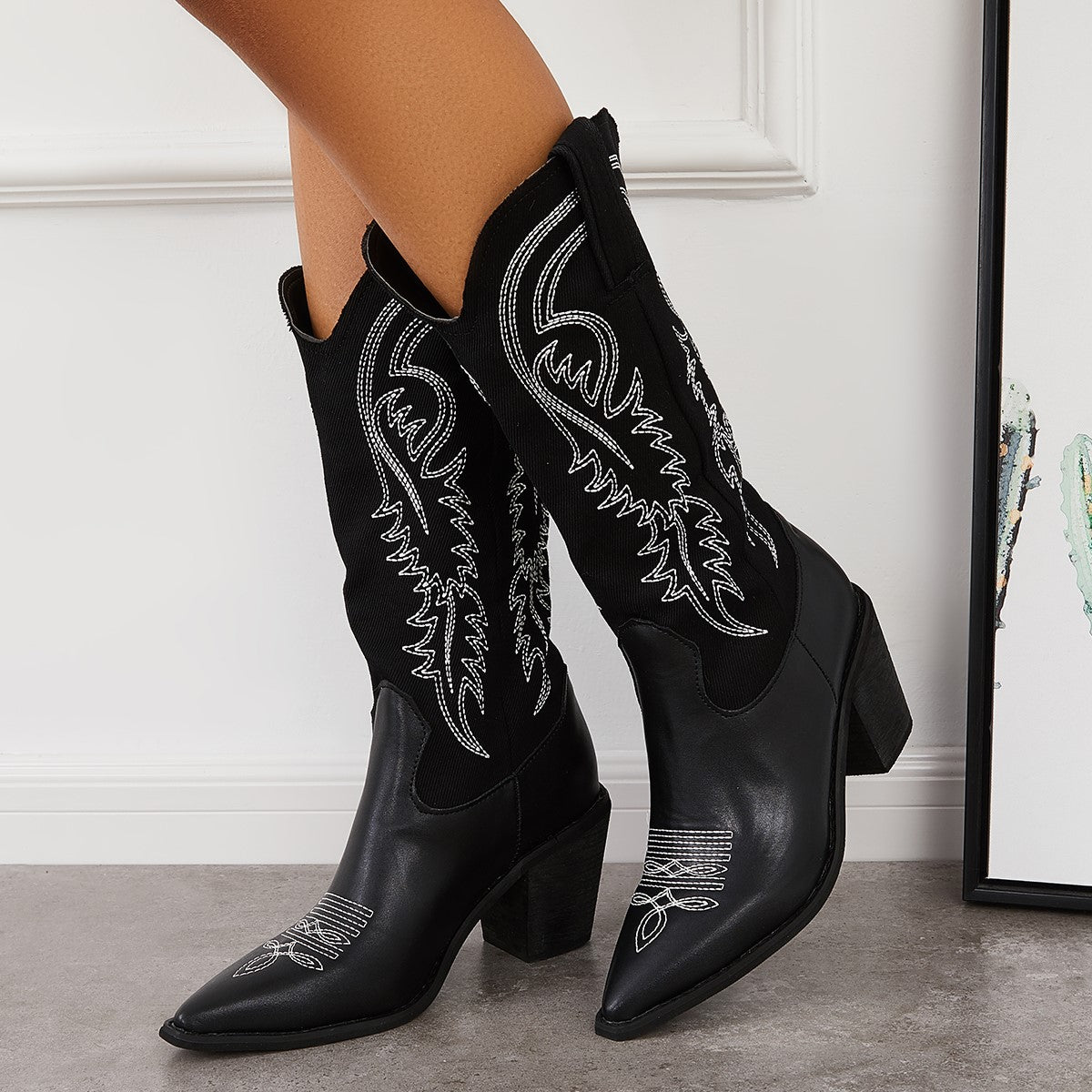 Women's Vintage Western Cowgirl Boots Knee High Riding Boots Imily Bela