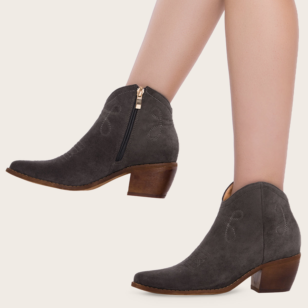 Pointed Toe Western Cowgirl Boots Chunky Heel Ankle Booties