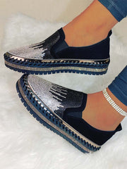 Rhinestone Slip-on Loafer Shoes