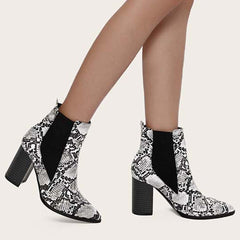 Women Chunky Heel Chelsea Booties Pointy Toe Western Ankle Boots