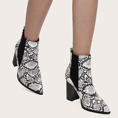 Women Chunky Heel Chelsea Booties Pointy Toe Western Ankle Boots