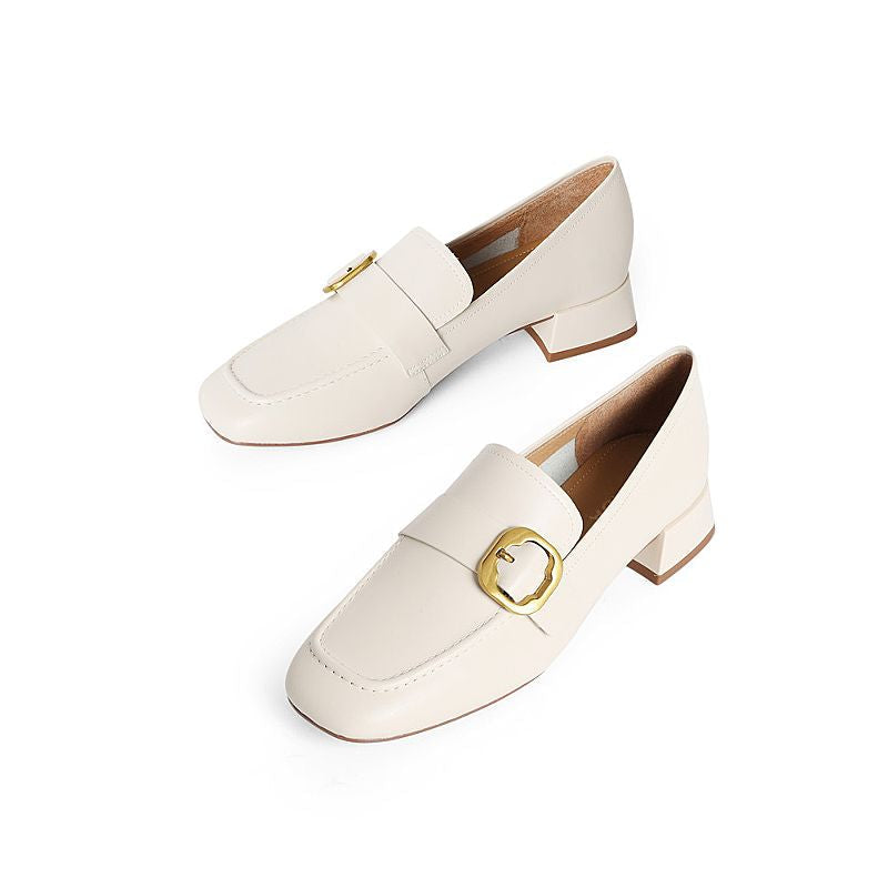 Women Fashion Chunky Heel Loafers