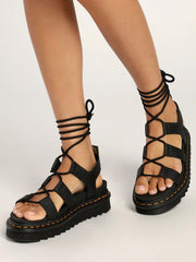 Criss Cross Leather Flats Sandals