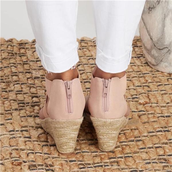 Women's Wedding Wedges Open Toe Espadrille Suede Sandals Cross Strap Wedges