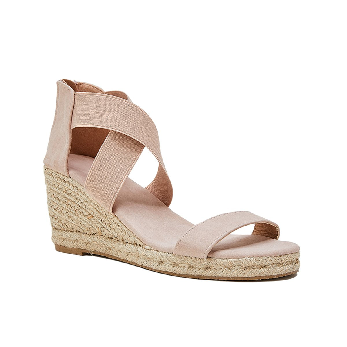 Women's Wedding Wedges Open Toe Espadrille Suede Sandals Cross Strap Wedges