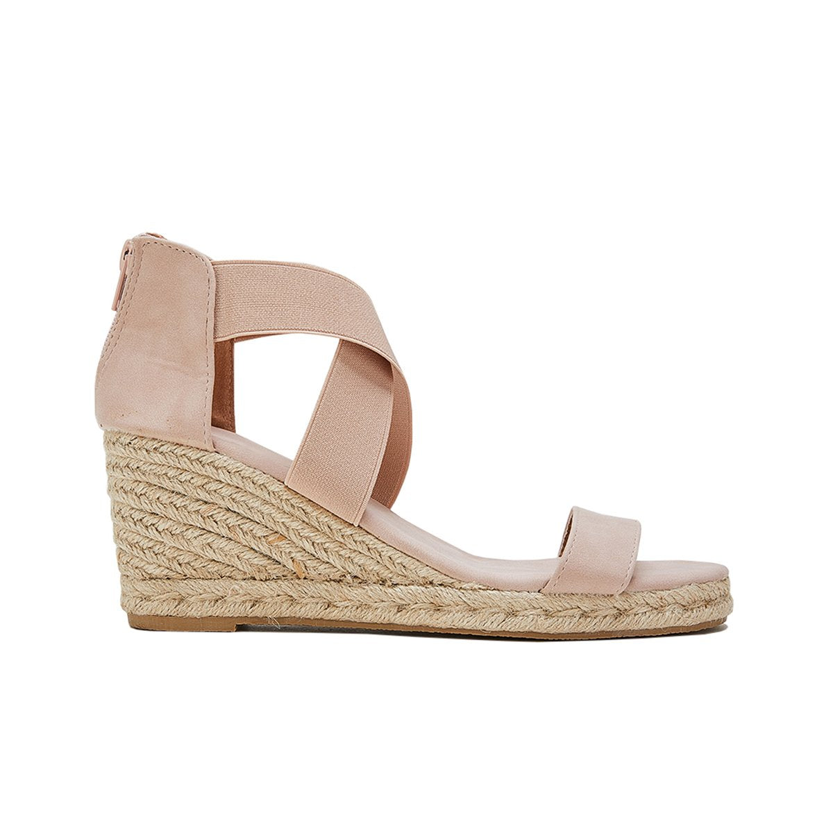 Women's Wedding Wedges Open Toe Espadrille Suede Sandals Cross Strap Wedges