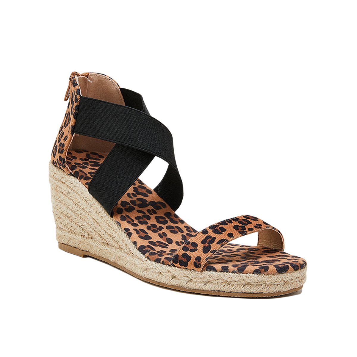 Women's Wedding Wedges Open Toe Espadrille Suede Sandals Cross Strap Wedges