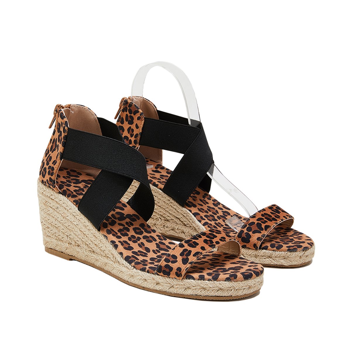 Women's Wedding Wedges Open Toe Espadrille Suede Sandals Cross Strap Wedges