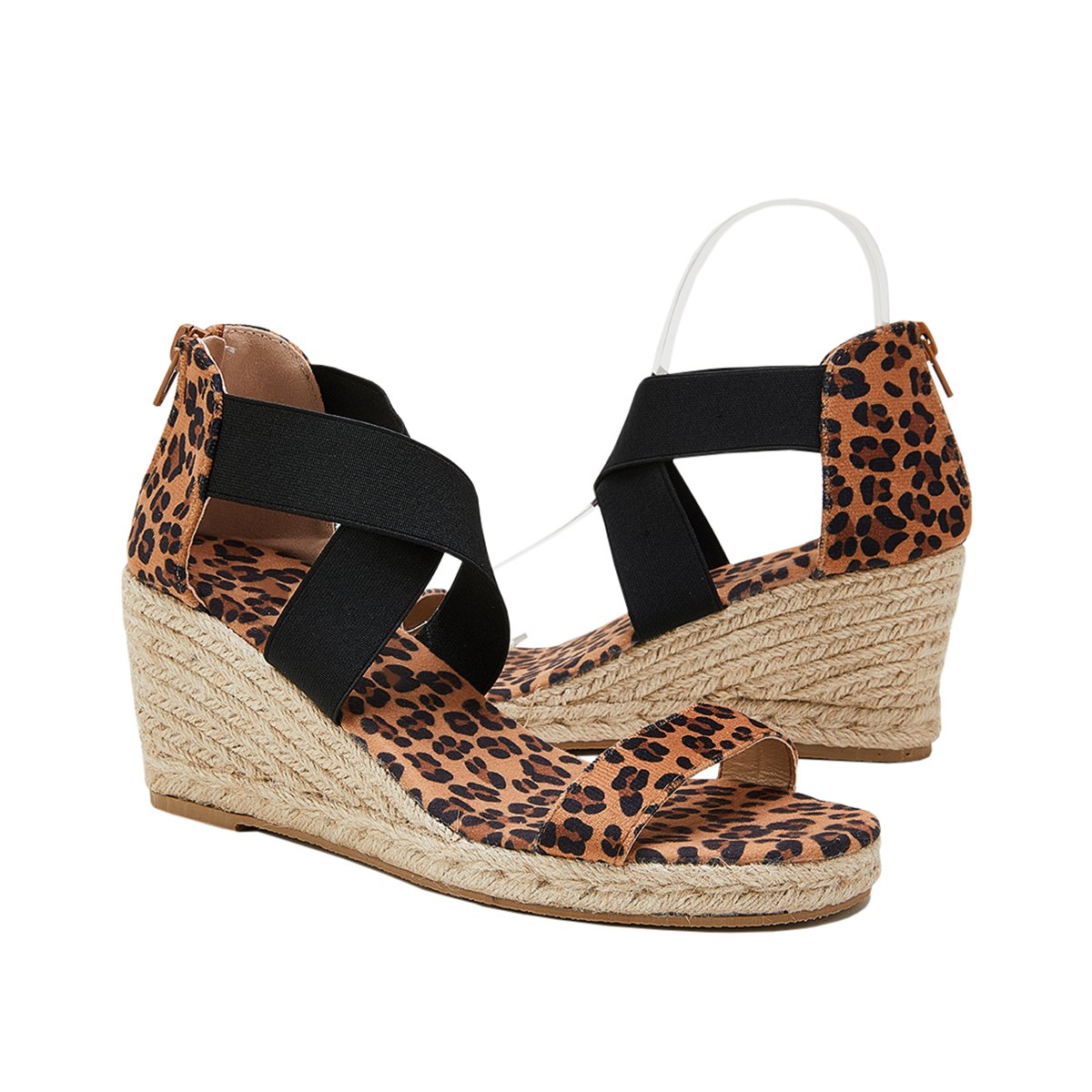 Women's Wedding Wedges Open Toe Espadrille Suede Sandals Cross Strap Wedges