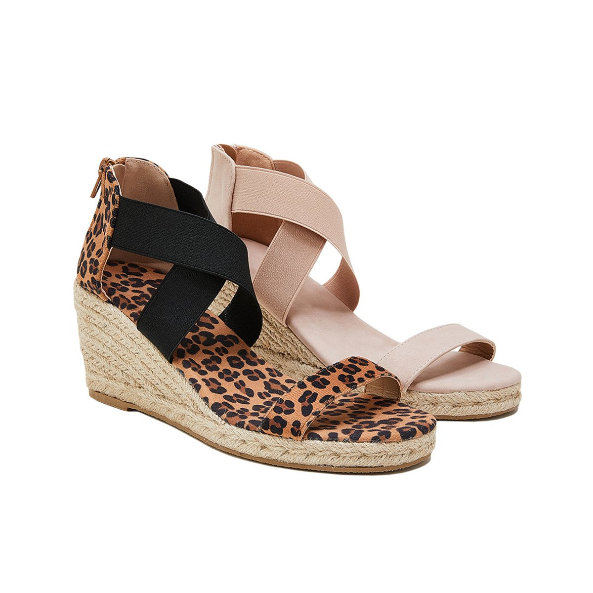 Women's Wedding Wedges Open Toe Espadrille Suede Sandals Cross Strap Wedges