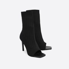 Futurecen-Women Peep-Toe High-Heeled Boots