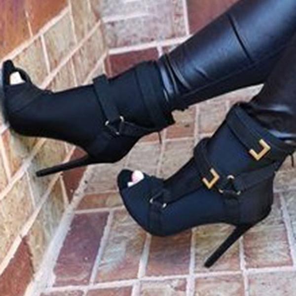 Women Back Zip High Heels Peep Toe Stiletto Heel Ankle Boots