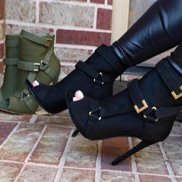 Women Back Zip High Heels Peep Toe Stiletto Heel Ankle Boots