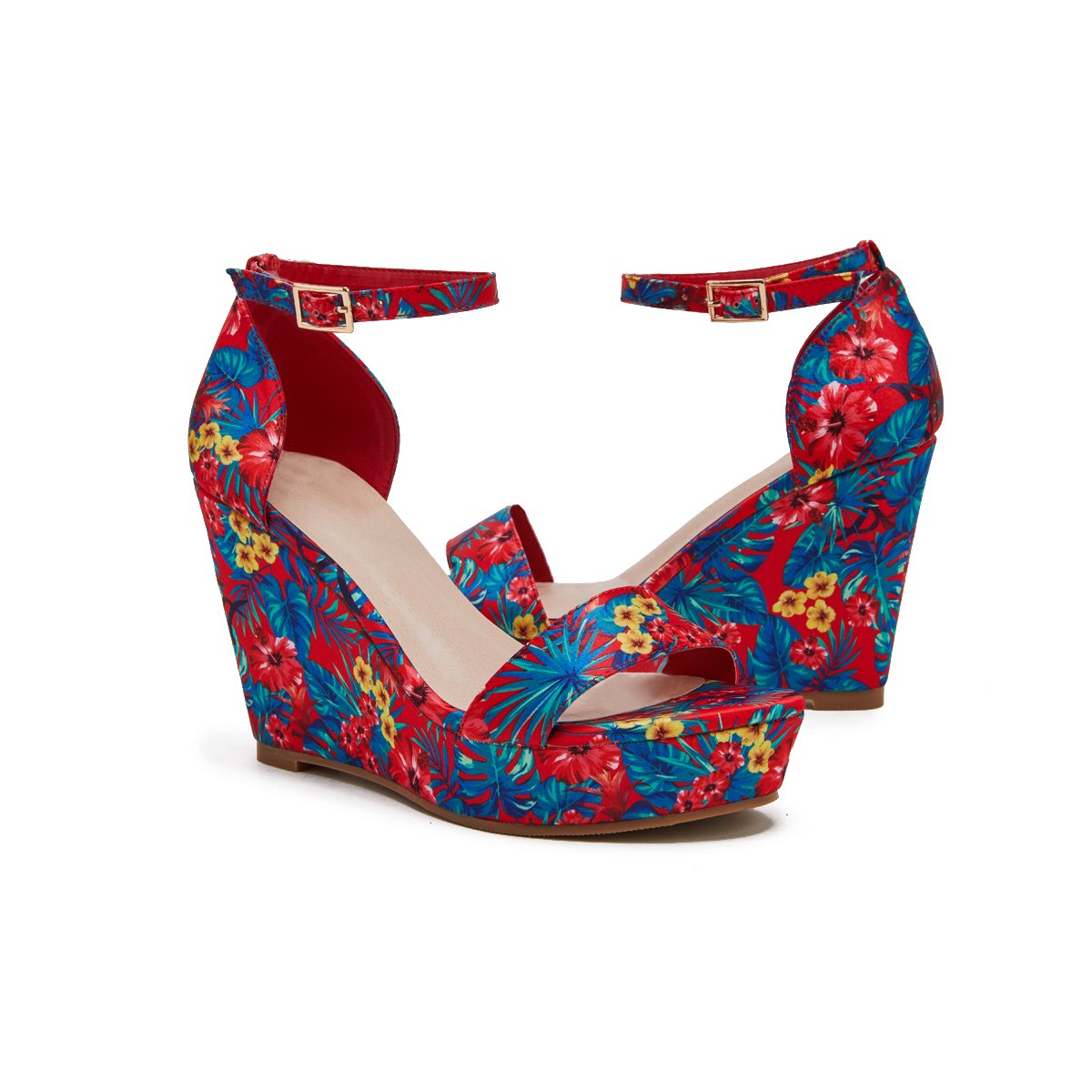 Women's Vintage Floral Printed Wedges Style Platform Wedges