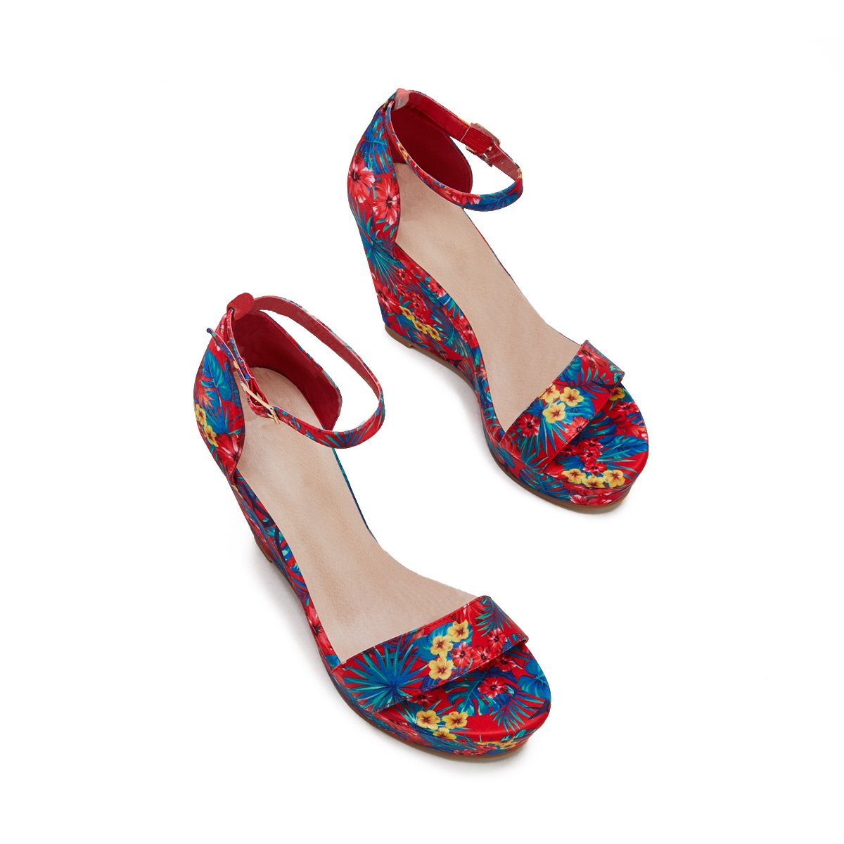 Women's Vintage Floral Printed Wedges Style Platform Wedges