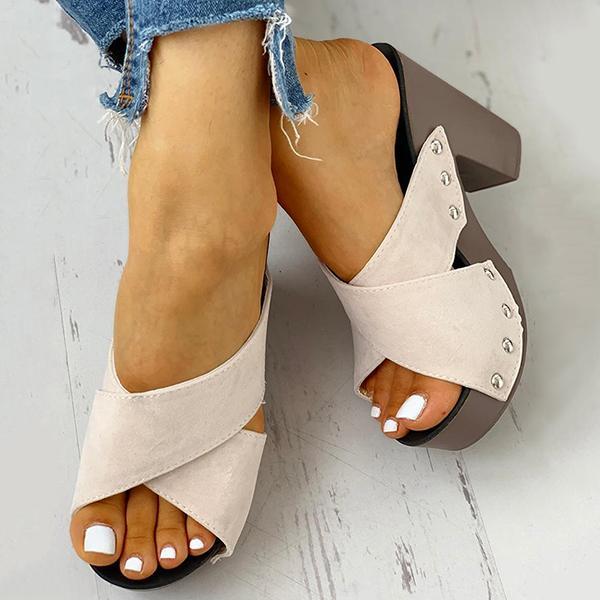 Women's Vintage Sandals Rivet Criss Cross Platform Wedges