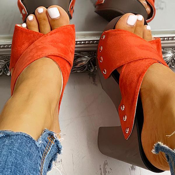 Women's Vintage Sandals Rivet Criss Cross Platform Wedges