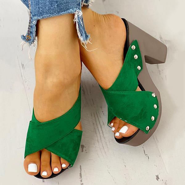 Women's Vintage Sandals Rivet Criss Cross Platform Wedges