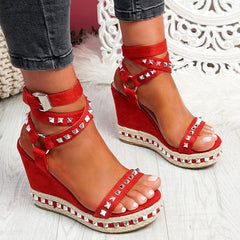 Women's Daily Sandals Numy Wedge Rock Studs Sandals Platform Shoes