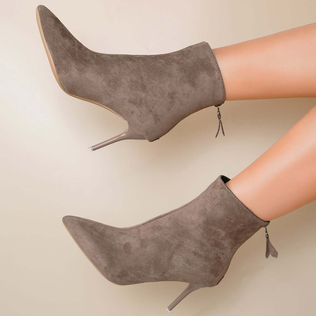 Pointed Toe Stiletto High Heel Ankle Boots Back Zipper Dress Booties