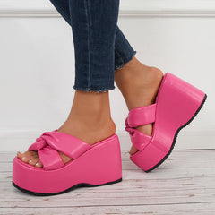 Crisscross Platform High Wedges Open Toe Slide Sandals