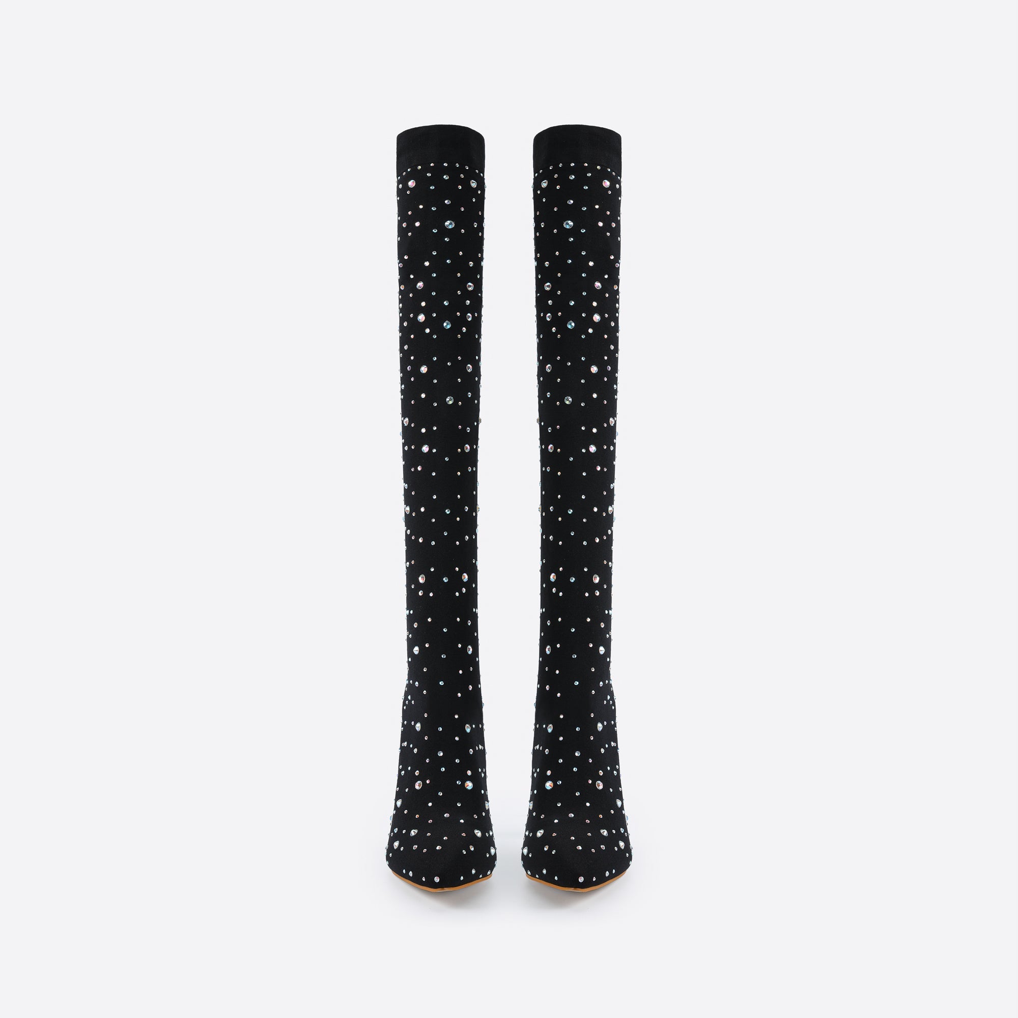 Futurecen- Women Rhinestone Over-The-Knee Sock Boots