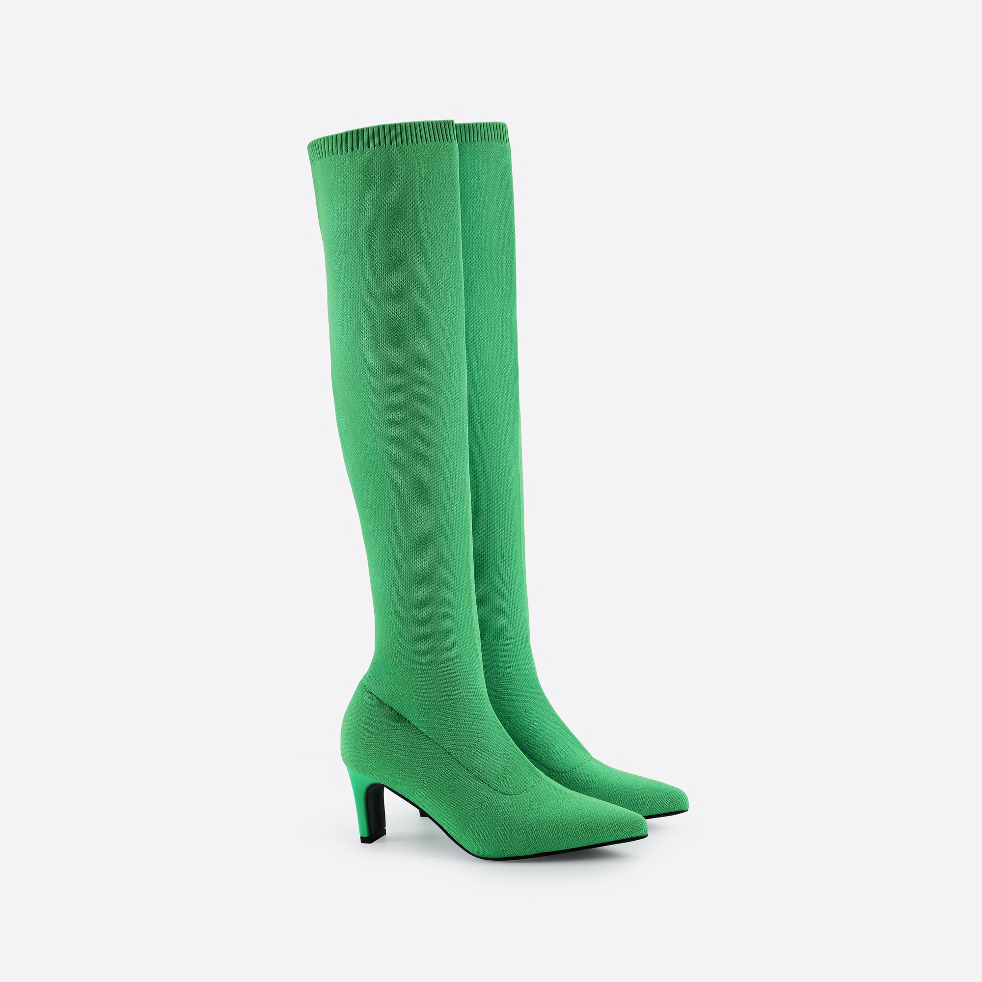 Knee-high Pointed Toe Fine Heel Sock Boots