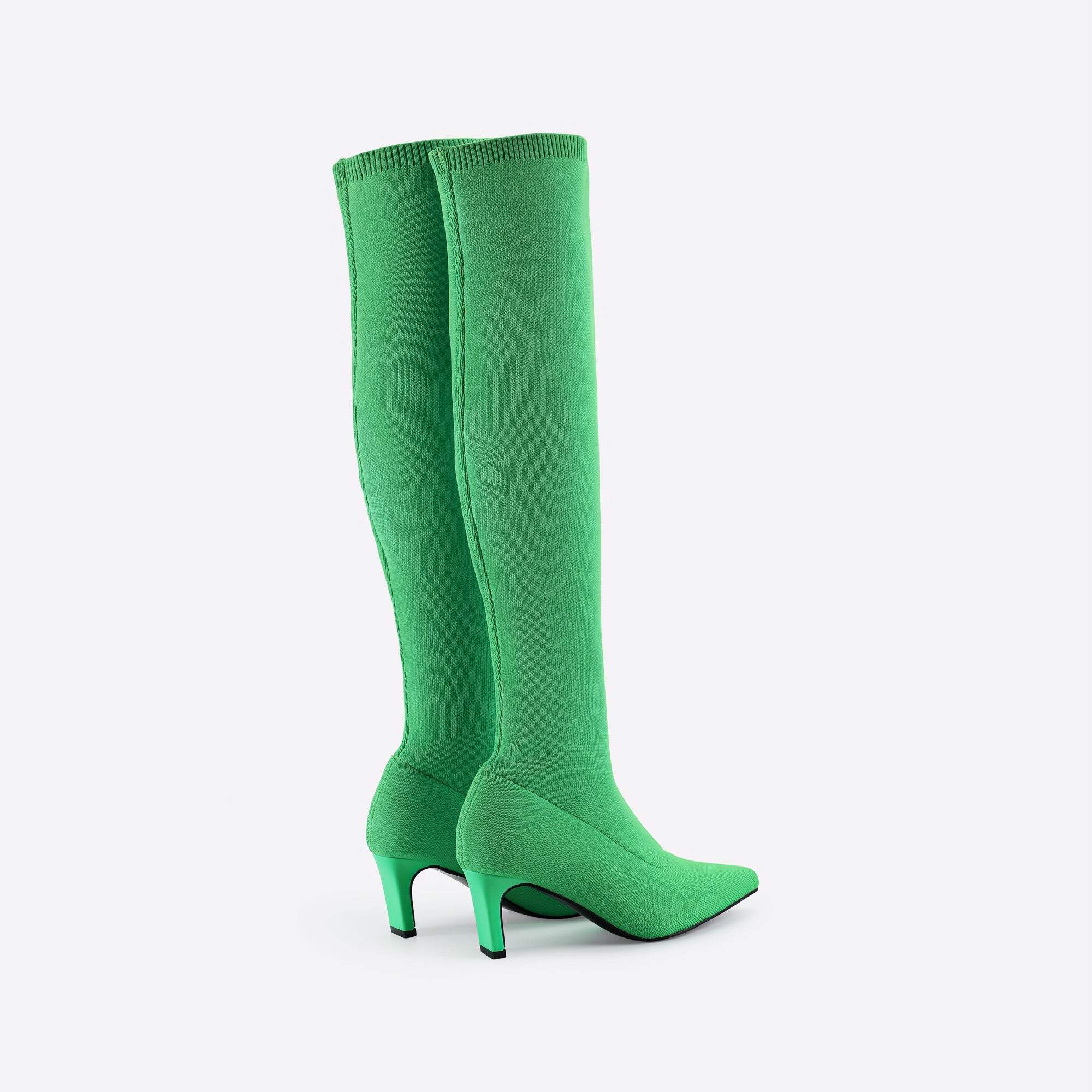 Knee-high Pointed Toe Fine Heel Sock Boots