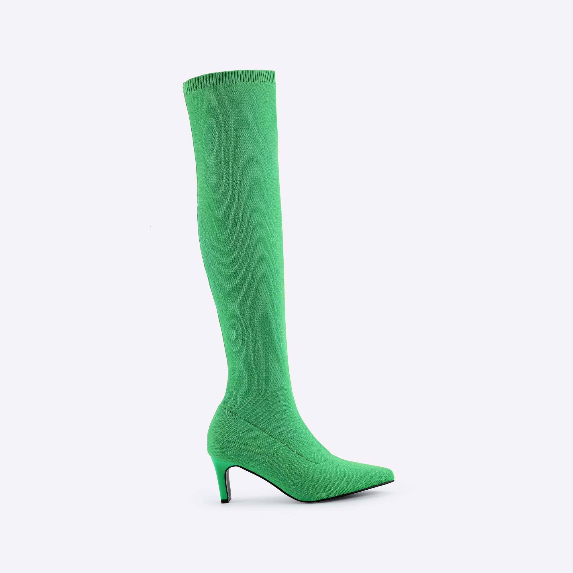 Knee-high Pointed Toe Fine Heel Sock Boots