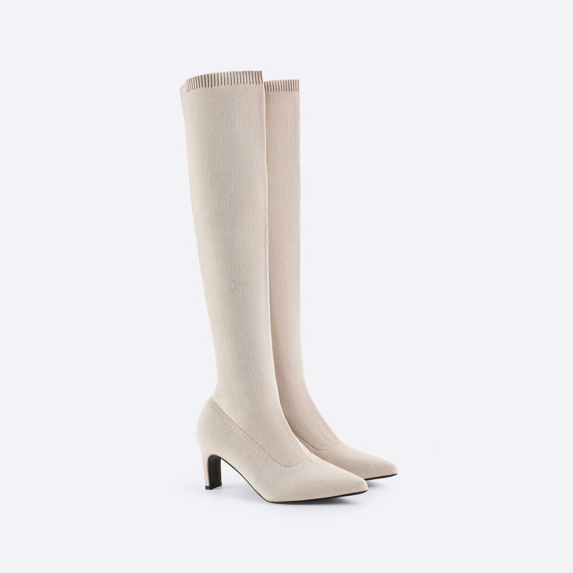 Knee-high Pointed Toe Fine Heel Sock Boots