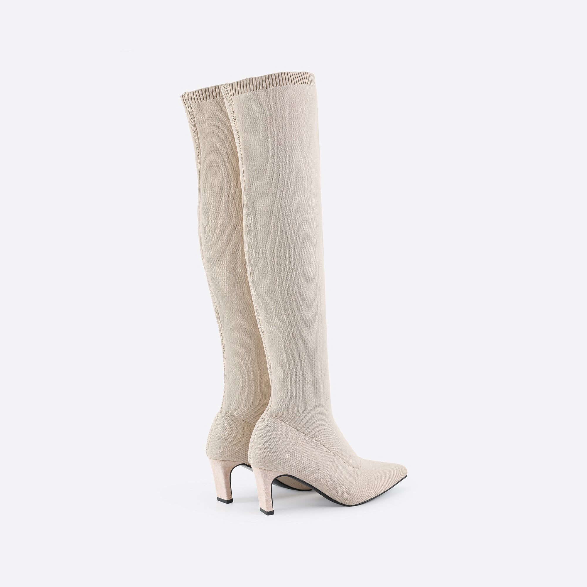 Knee-high Pointed Toe Fine Heel Sock Boots