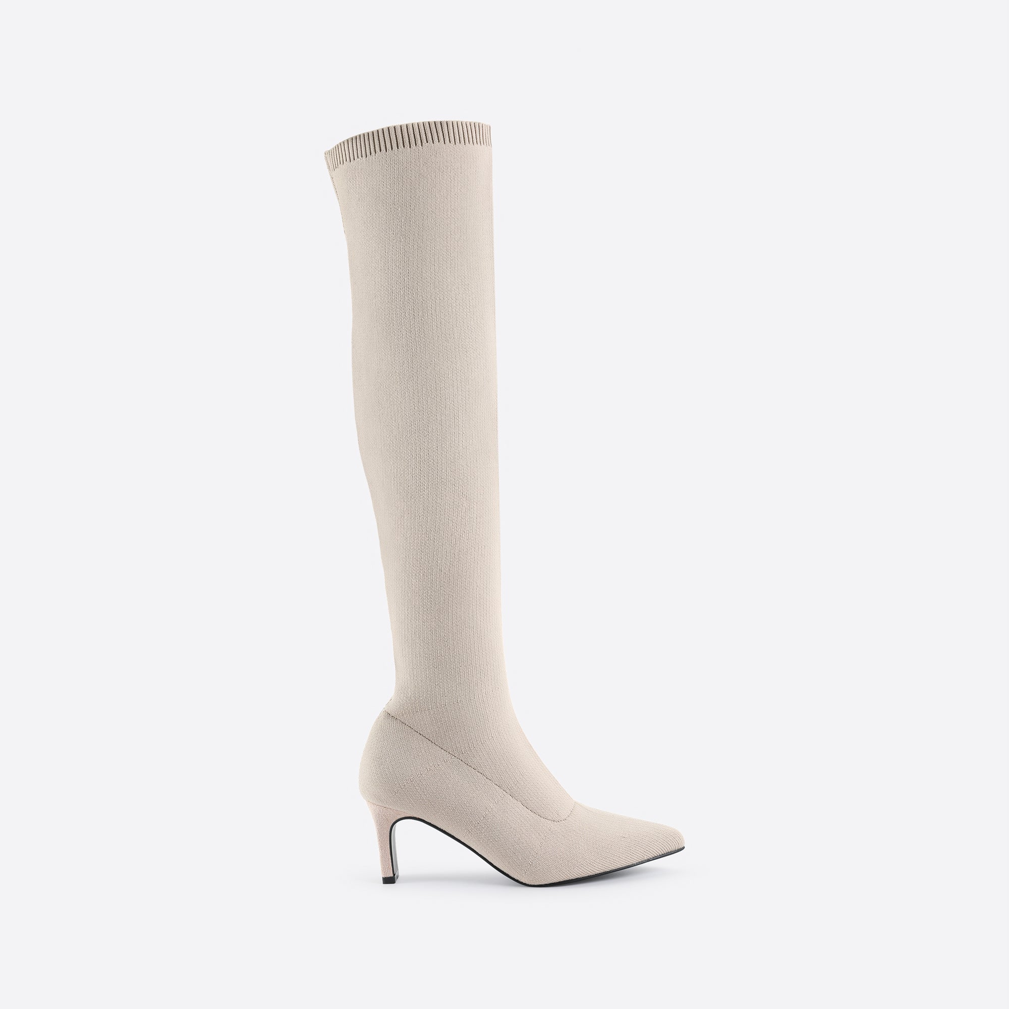 Knee-high Pointed Toe Fine Heel Sock Boots