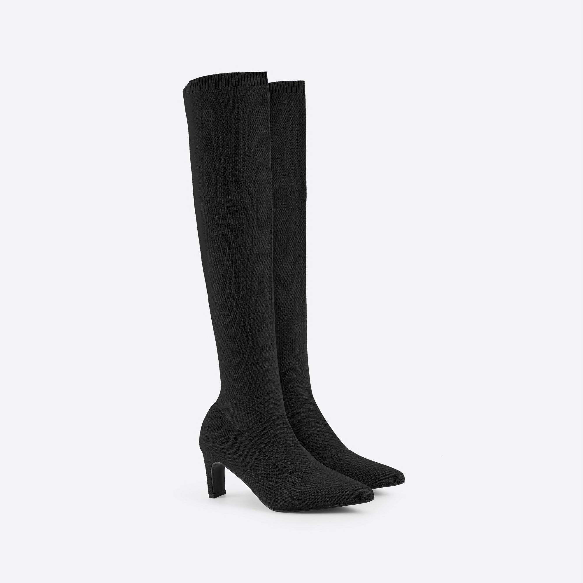 Knee-high Pointed Toe Fine Heel Sock Boots