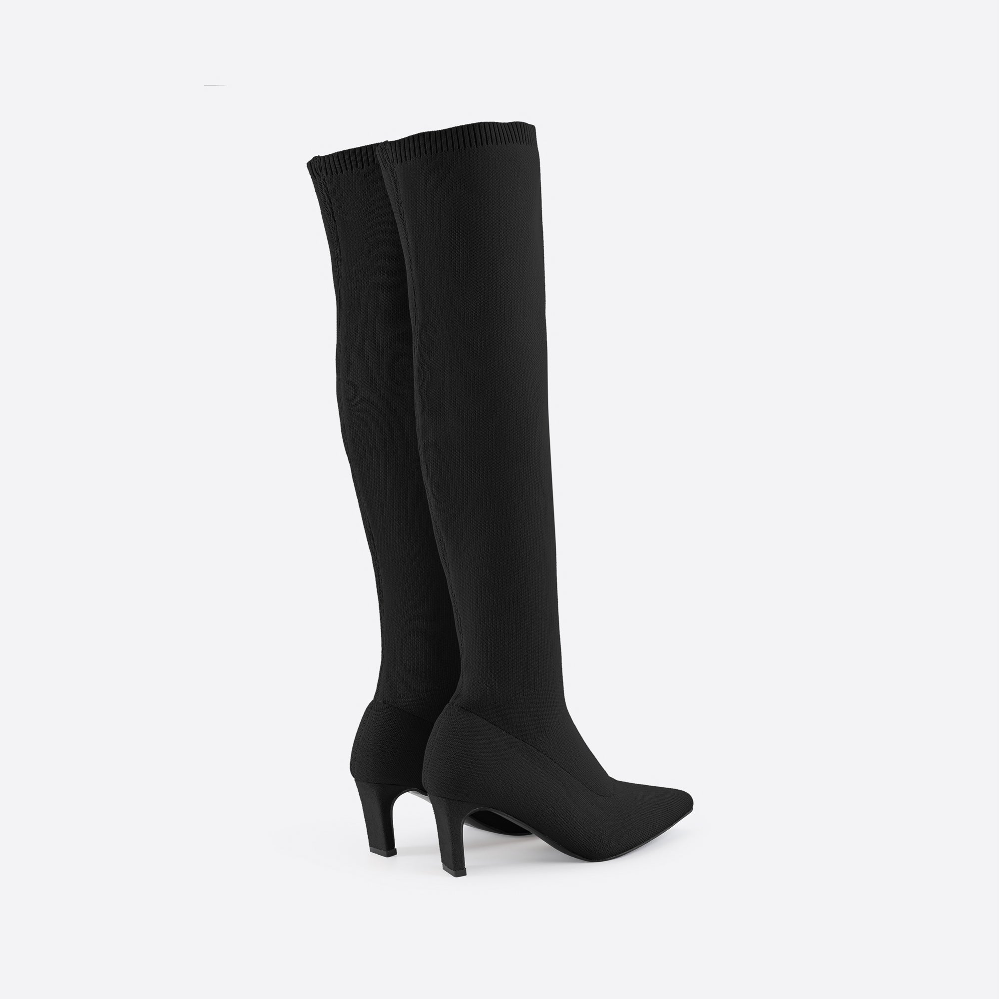 Knee-high Pointed Toe Fine Heel Sock Boots