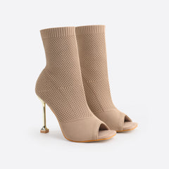 Futurecen- Women Peep Toe Stiletto Heeled Sock Boots