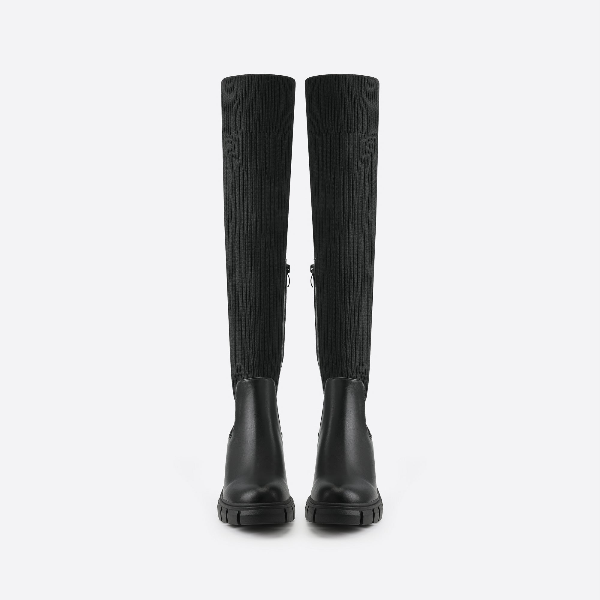 Futurecen- Women Thick High Heeled Elastic Boots