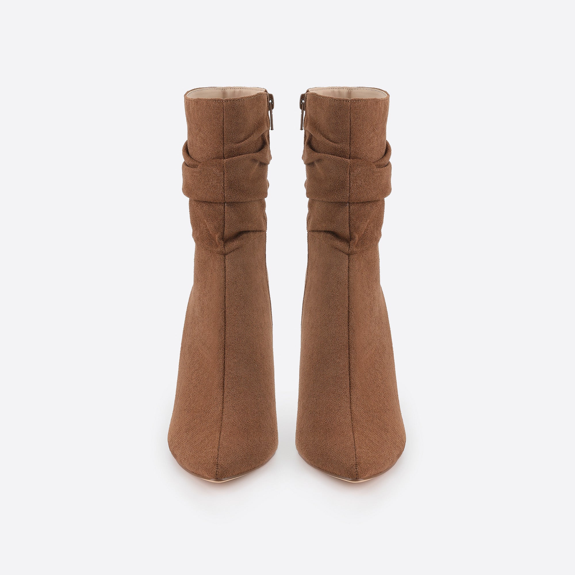 Women Point Toe Heeled Suede Boots