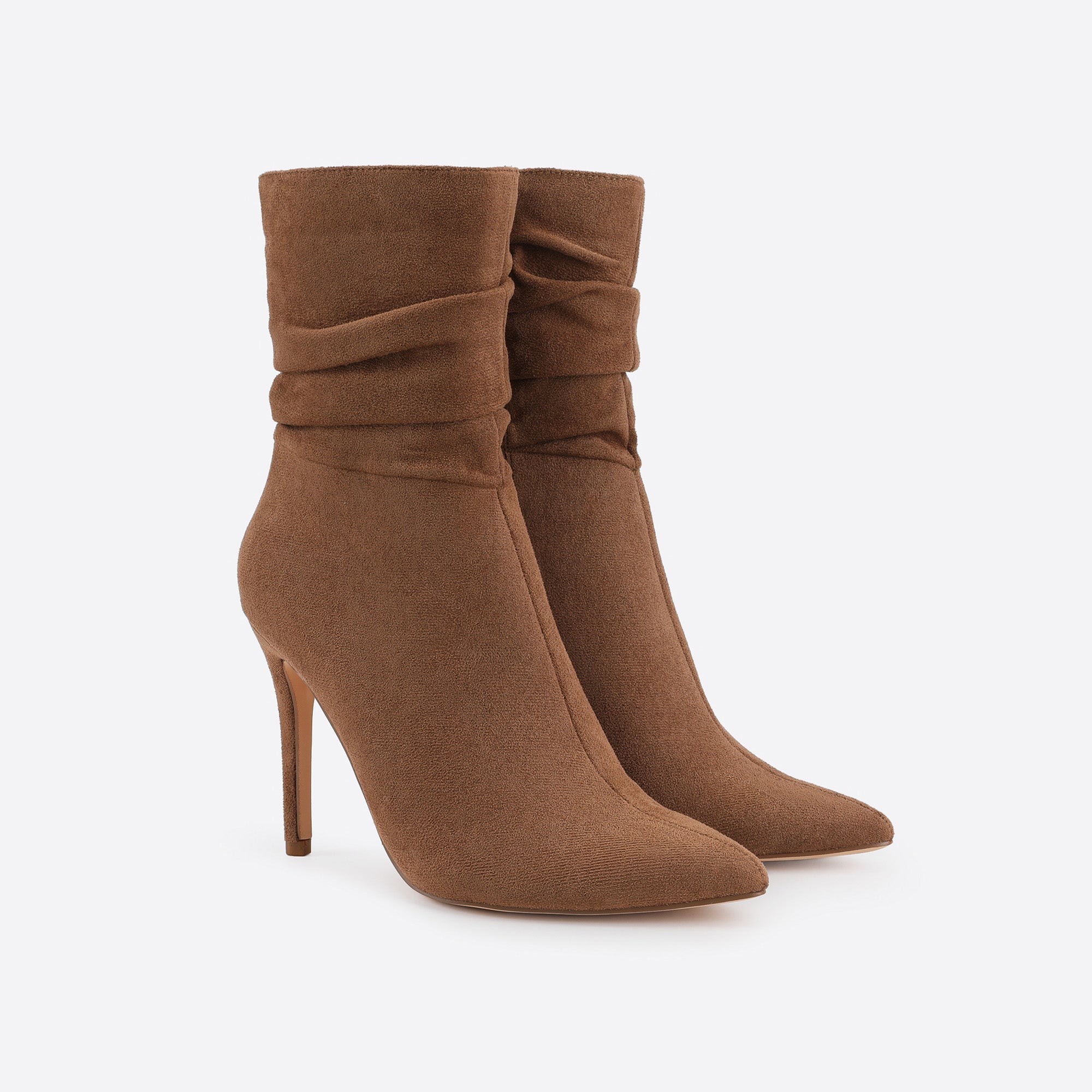 Women Point Toe Heeled Suede Boots