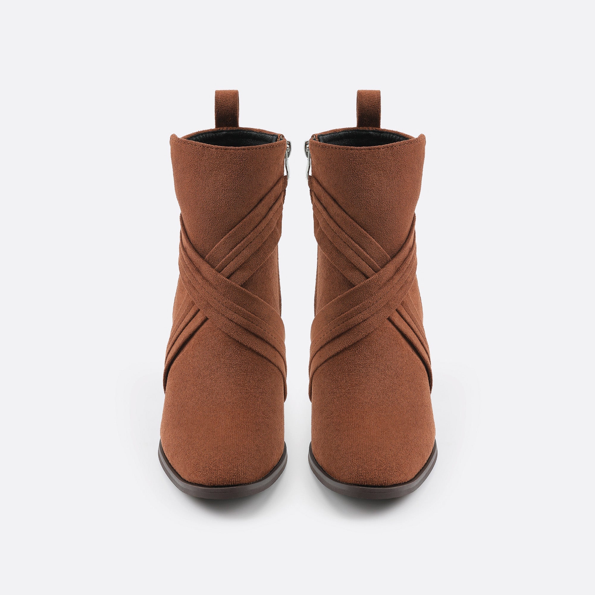 Women Suede Thick Heeled Side Zipper Boots