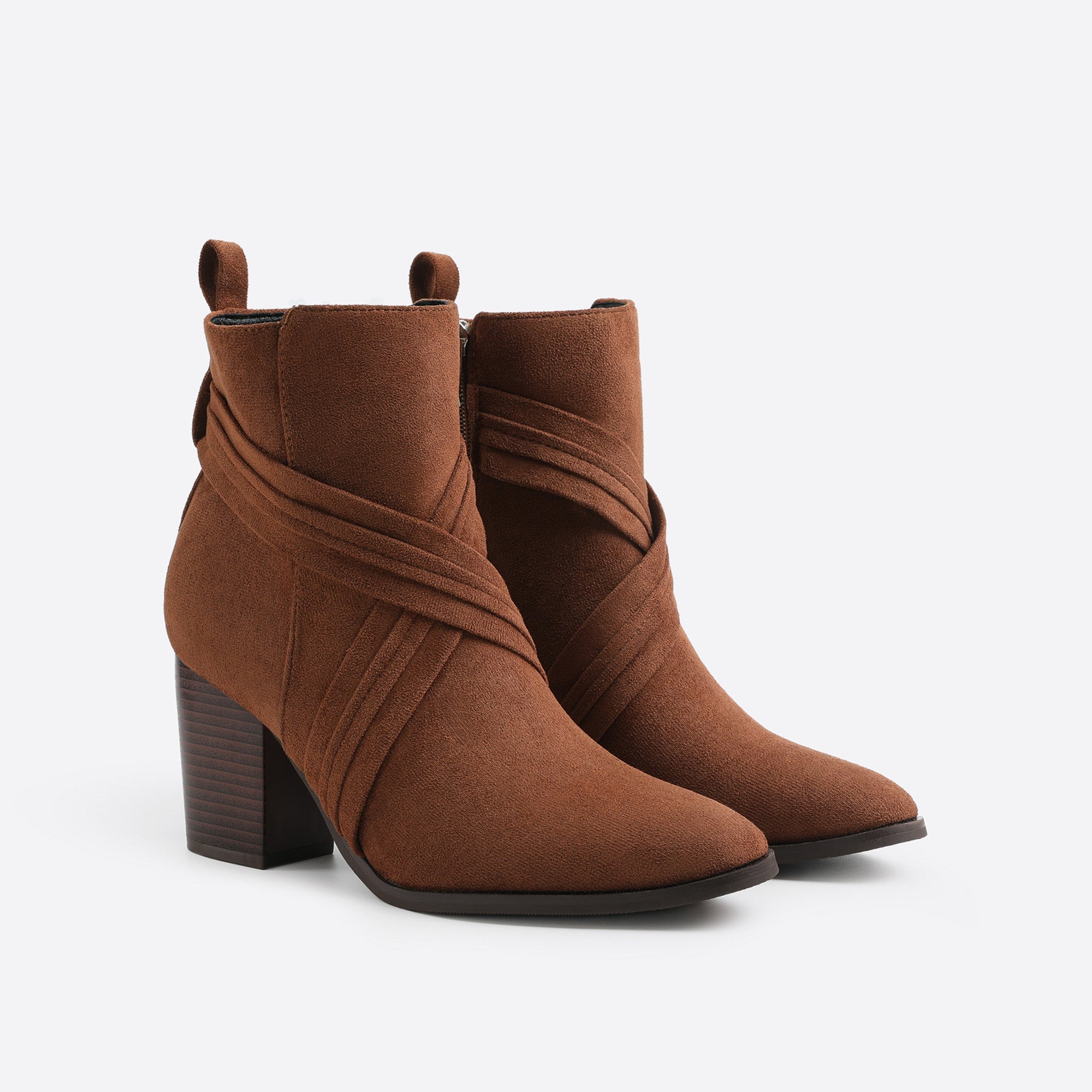 Women Suede Thick Heeled Side Zipper Boots